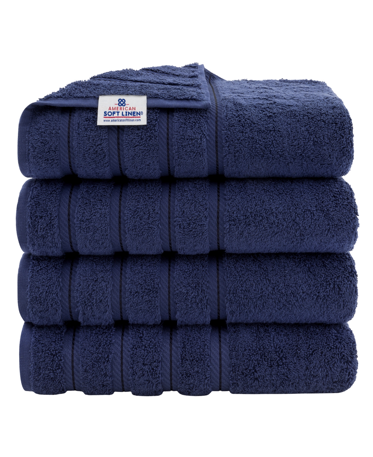 American Soft Linen Edison Luxury 100% Turkish Cotton 4-piece Bath Towel Set In Navy Blue