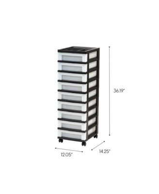 9-Drawer Storage Cart with Organizer Top, Black