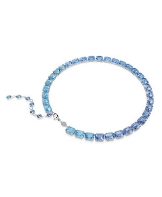 Octagon Cut, Color Gradient, Blue, Rhodium Plated Millenia Necklace