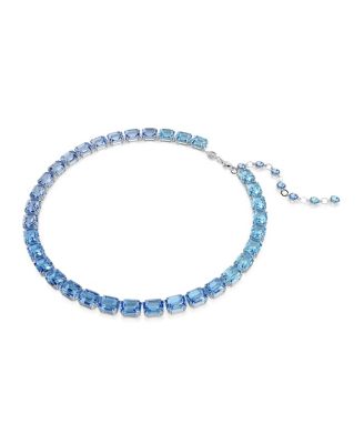 Octagon Cut, Color Gradient, Blue, Rhodium Plated Millenia Necklace