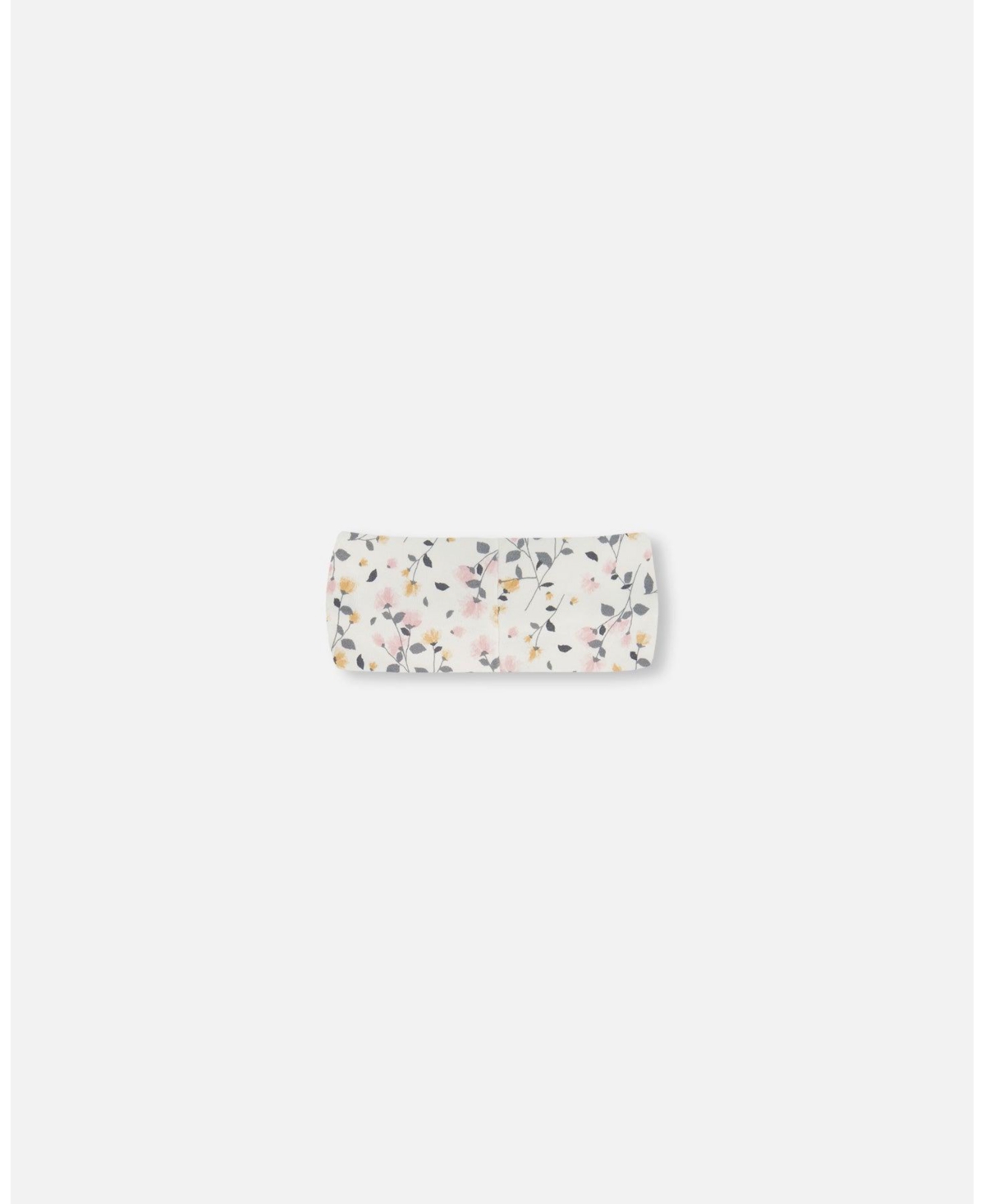 Deux par Deux Baby Girls Baby Organic Cotton Printed Headband Cream With Flowers