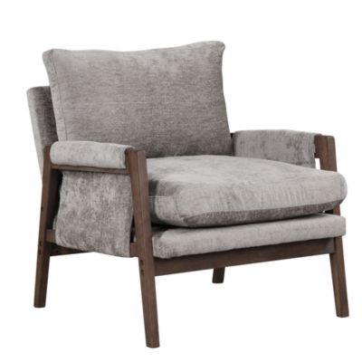 Mid-Century Modern Velvet Accent Armchair, Gray
