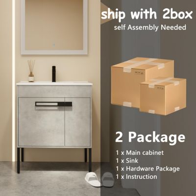 Dual-Purpose Bathroom Vanity Wall or Floor Mount with Shelf