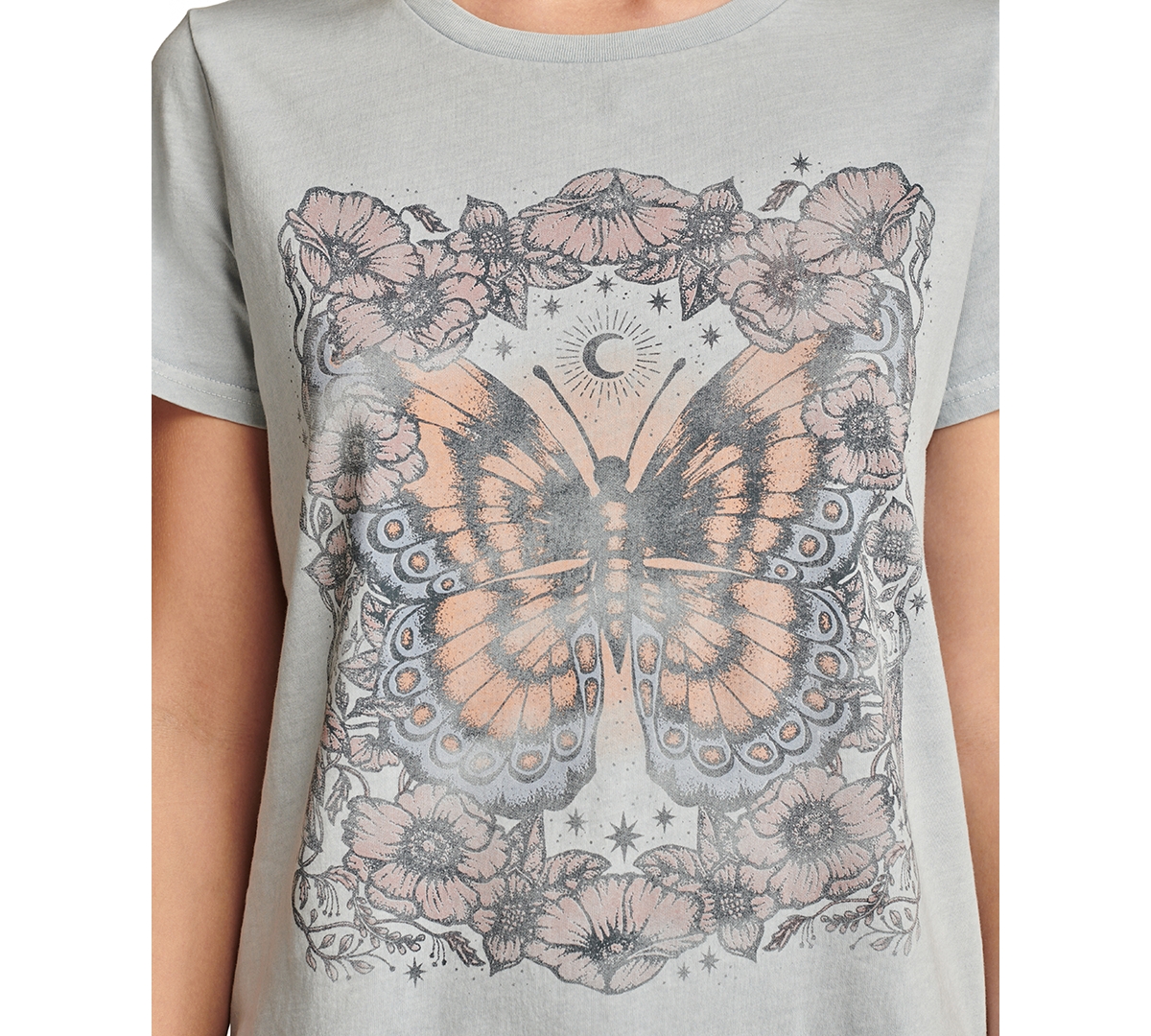 LUCKY BRAND WOMEN'S COTTON FLORAL BUTTERFLY CLASSIC T-SHIRT 