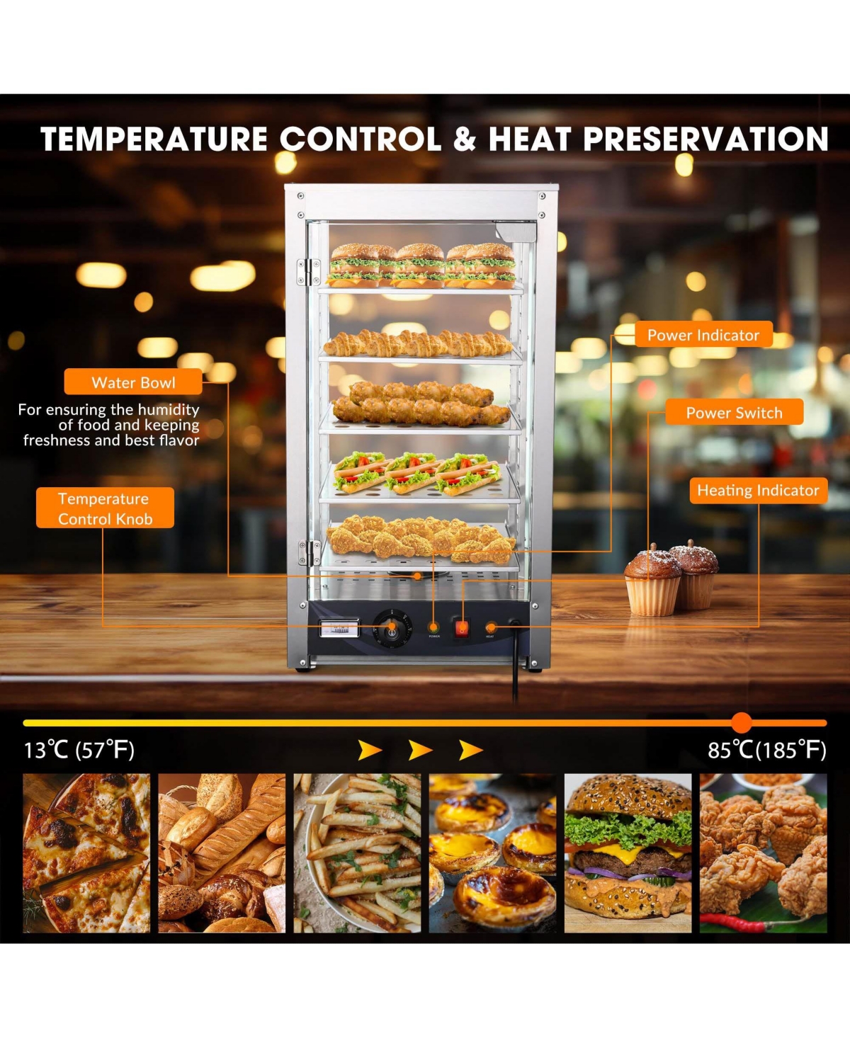 Yescom WeChef 600W 5-Shelf Commercial Food Warmer 15