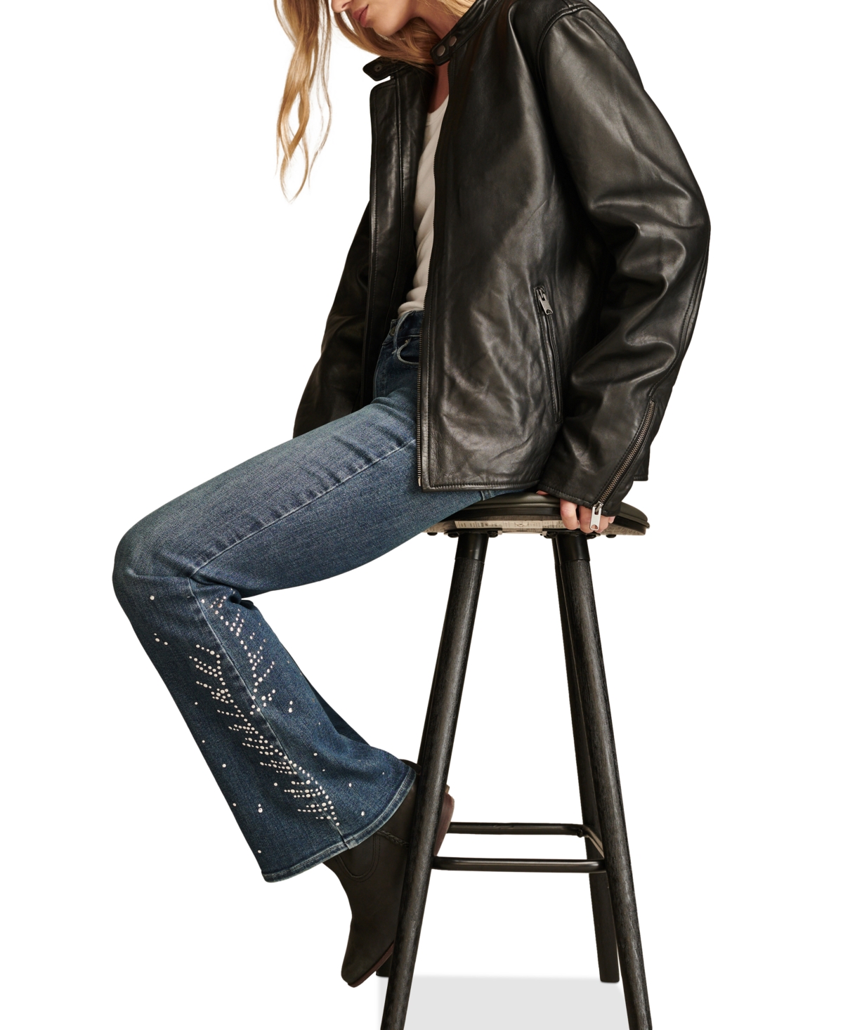 Lucky Brand Women's Mid Rise Embellished Sweet Flare Jeans
