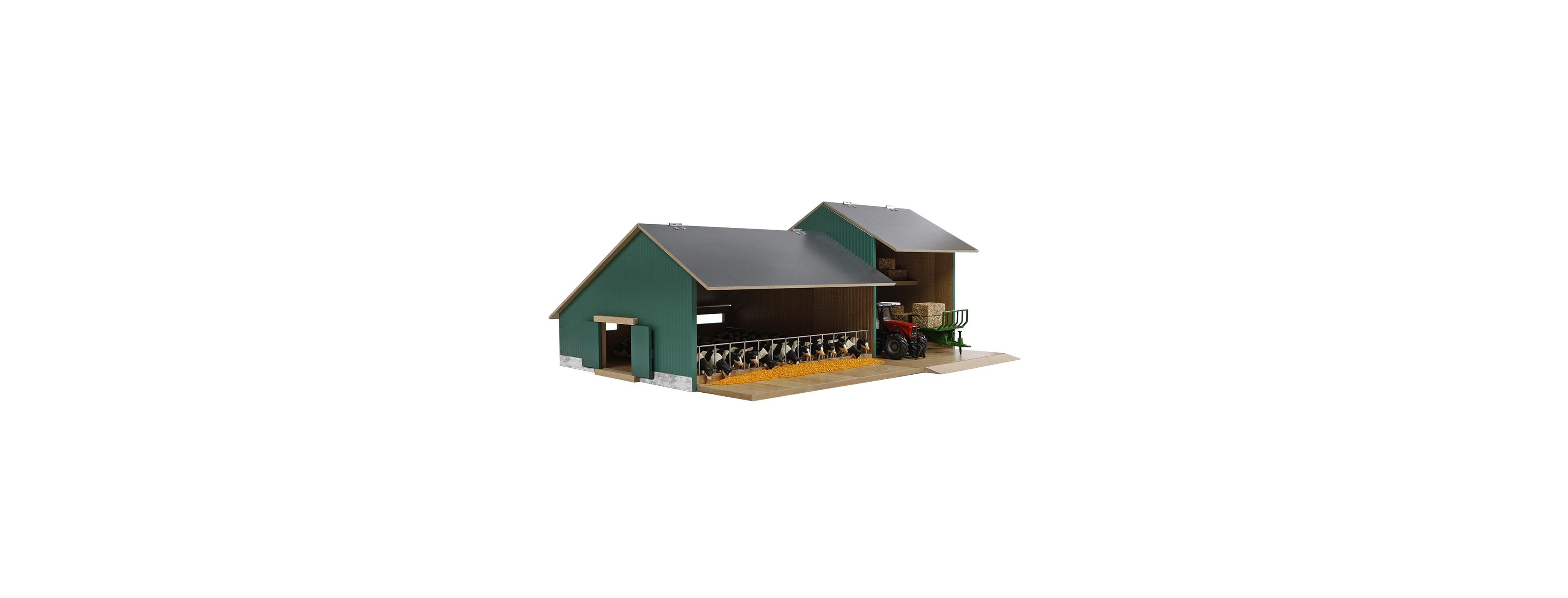 1/32 Farm Machinery Two-Bay Shed with Cow Barn