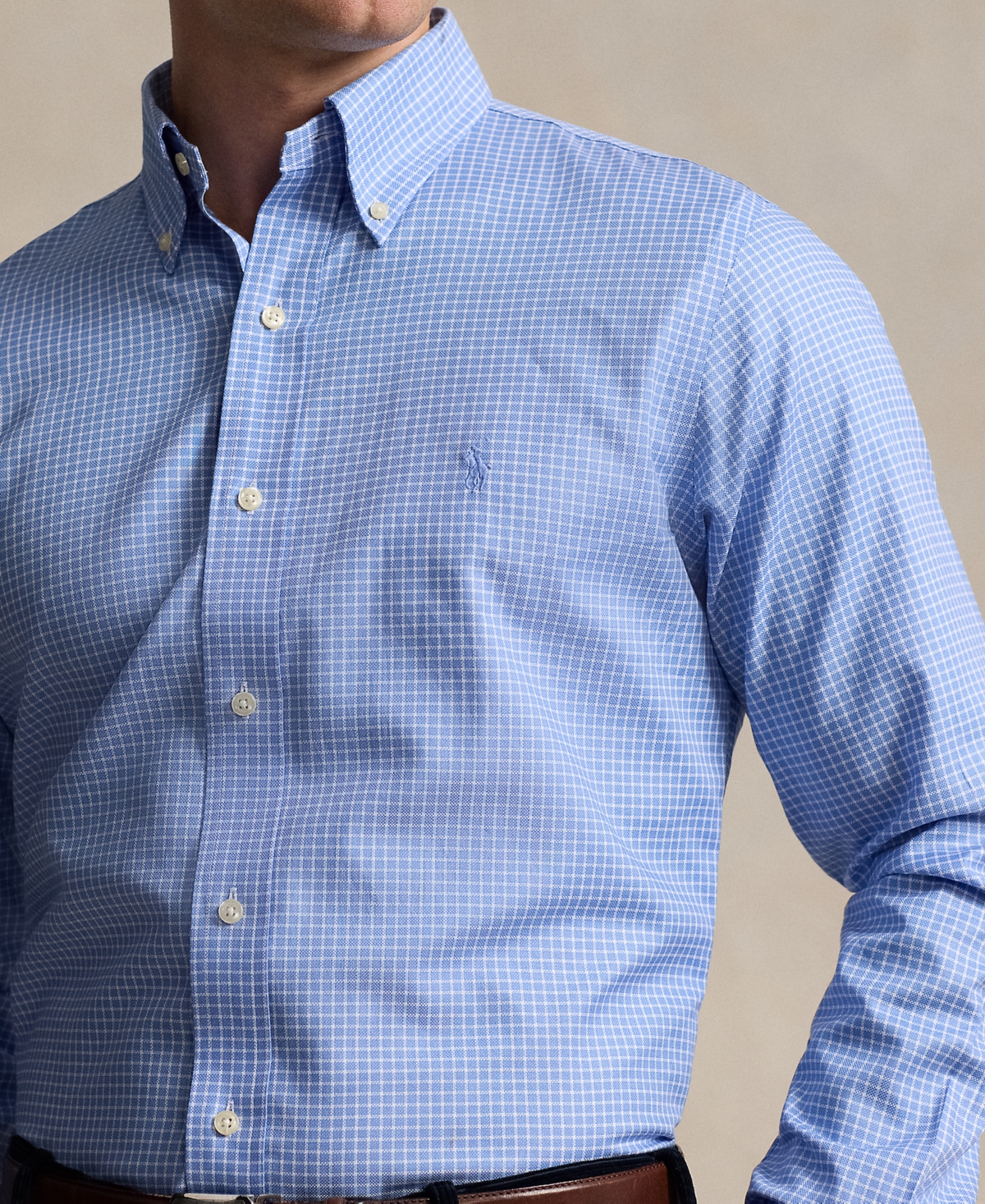 Polo Ralph Lauren Men's Classic-Fit Check Dobby Shirt -white