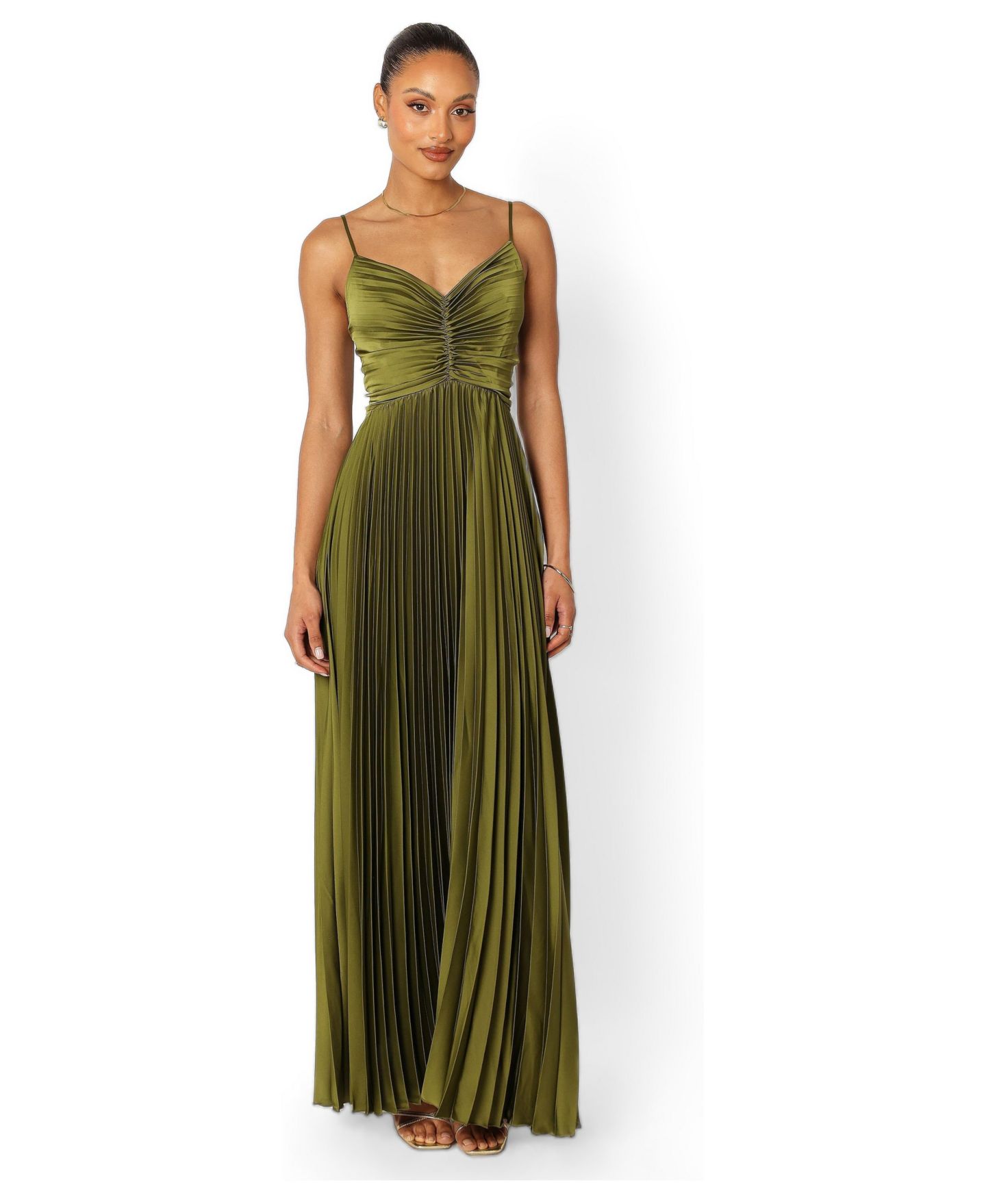 Женское платье Petal and Pup Naira Pleated Maxi, цвет: Пальмовый зелёный — фото 1