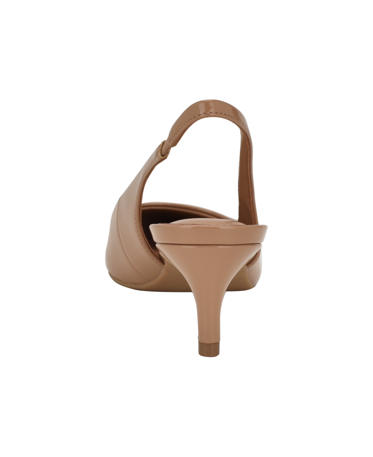 Calvin Klein Dainty Kitten Heel Pointed Toe Slingback Pump In Light Brown Patent