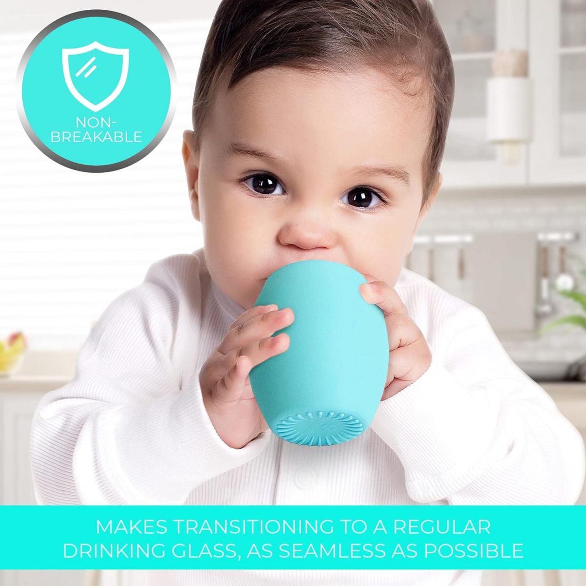 Sperric Toddler Silicone Baby Cup Training Cup - Open Cup for Baby Led Weaning 2 Pack of No Spill Sippy Baby Cups - Soft & Gentle on Gums Bpa Free Sil