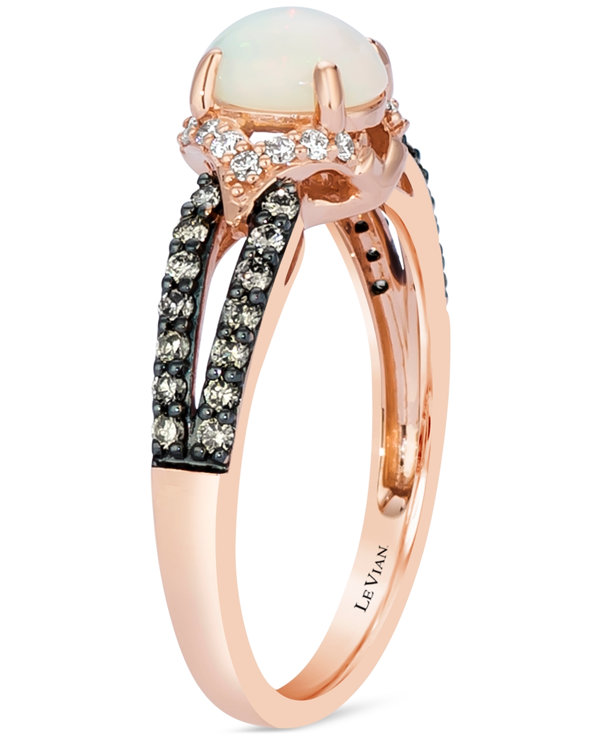 Le Vian Neopolitan(3/8 ct. t.w.) & Diamond (1/3 ct. t.w.) Split Shank Ring in 14k Rose Gold - Opal