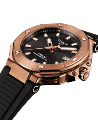 Men's Swiss Automatic T-Race Powermatic 80 Black Silicone Strap Watch 41mm