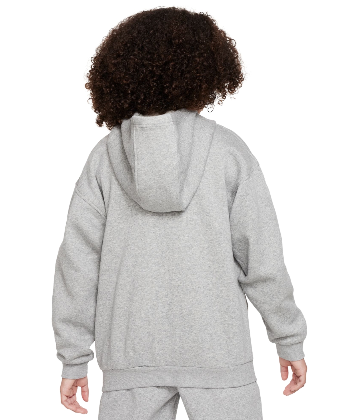 Nike Sportswear Club Fleece Big Kids' Oversized Full-zip Hoodie In Dk Grey Heather