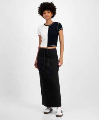 Tinseltown - Juniors' Drawstring Cargo-Pocket Maxi Skirt