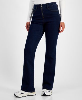 Juniors' High-Rise Zip-Front Flare-Leg Jeans 