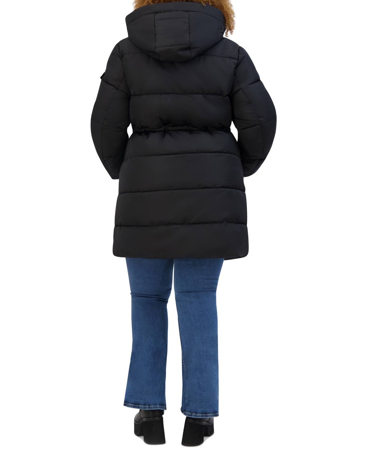 Steve Madden Plus Size Hooded Drawstring-Waist Puffer Coat, Created for Macy's