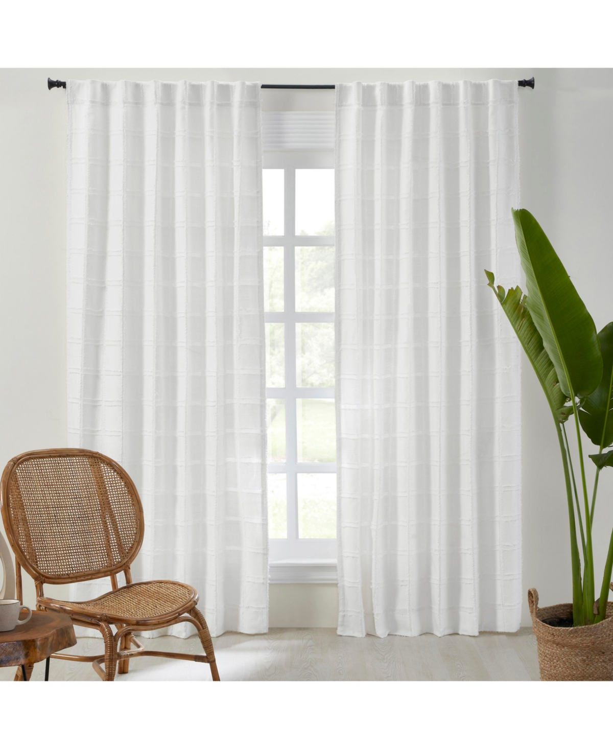 Chambers Linen Curtain Panel - Lined with Rod Pocket and Hidden Back Tabs - White