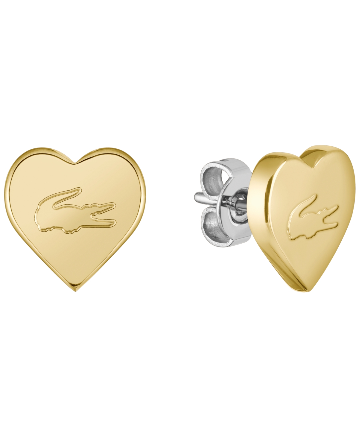 LACOSTE WOMEN'S LOVE MY CROC YELLOW GOLD IP PLATED EARRINGS 