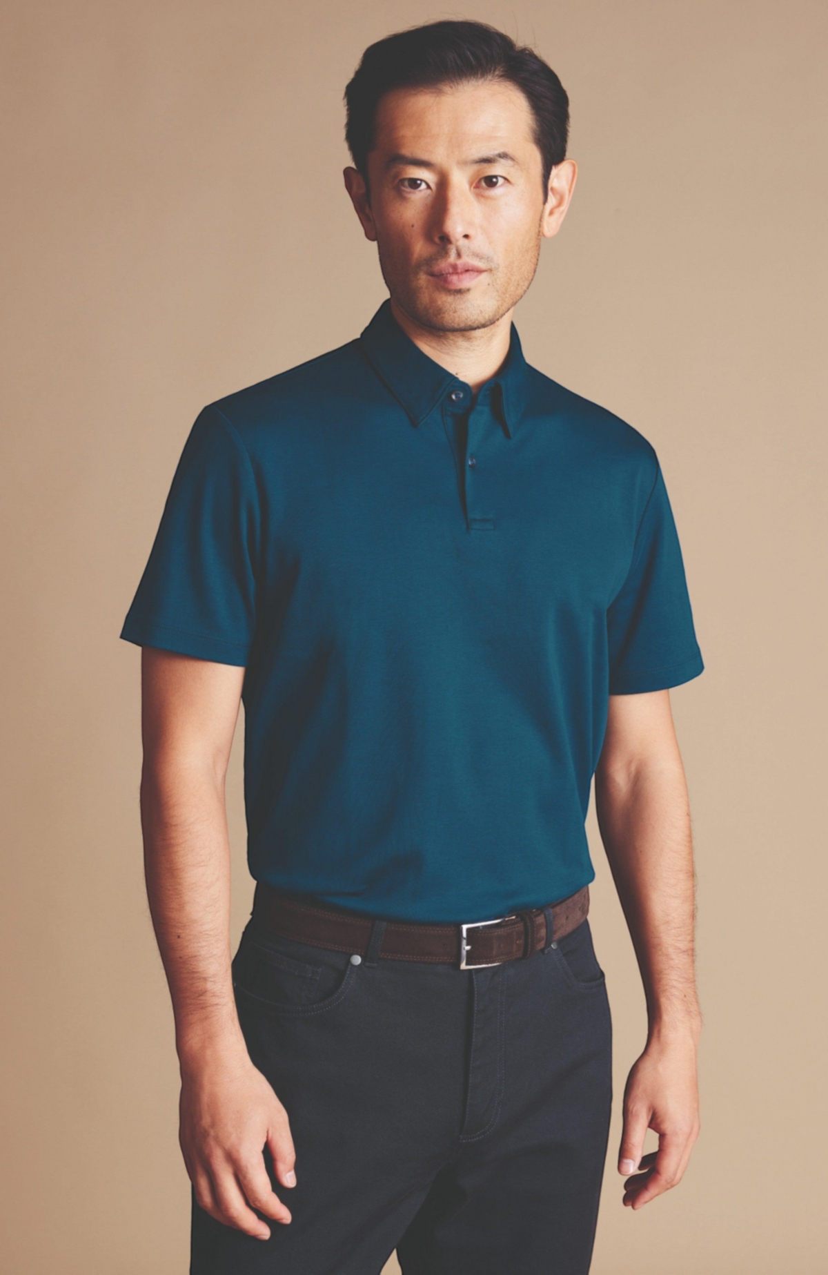 Charles Tyrwhitt Men's Plain Short Sleeve Jersey Polo