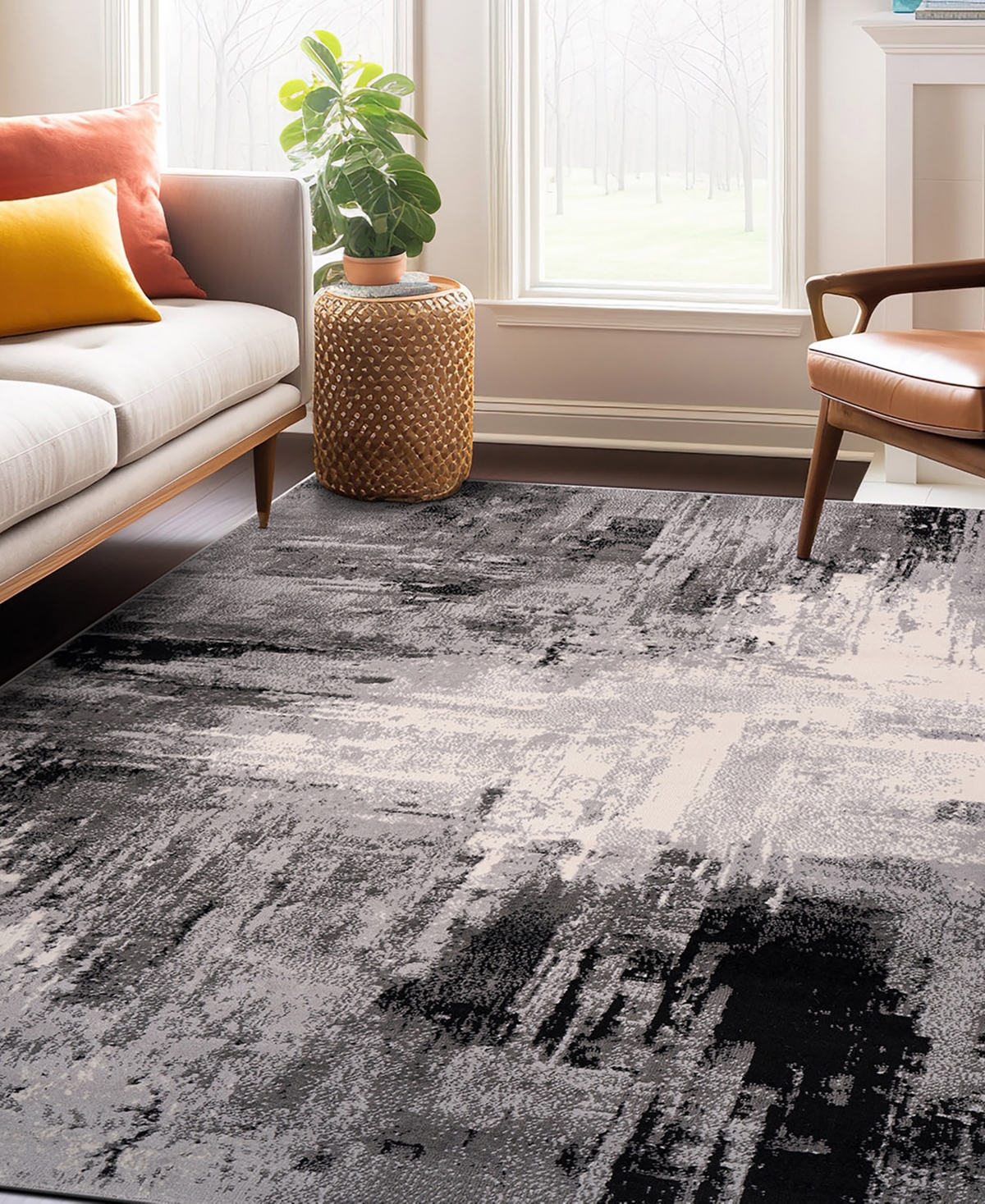 Main Street Rugs Mesh 4055 5'x7' Area Rug In Black