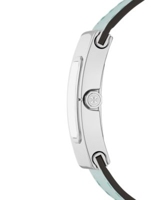 Tory Burch Women's The T Watch Blue Leather Strap Watch 18mm - Macy's