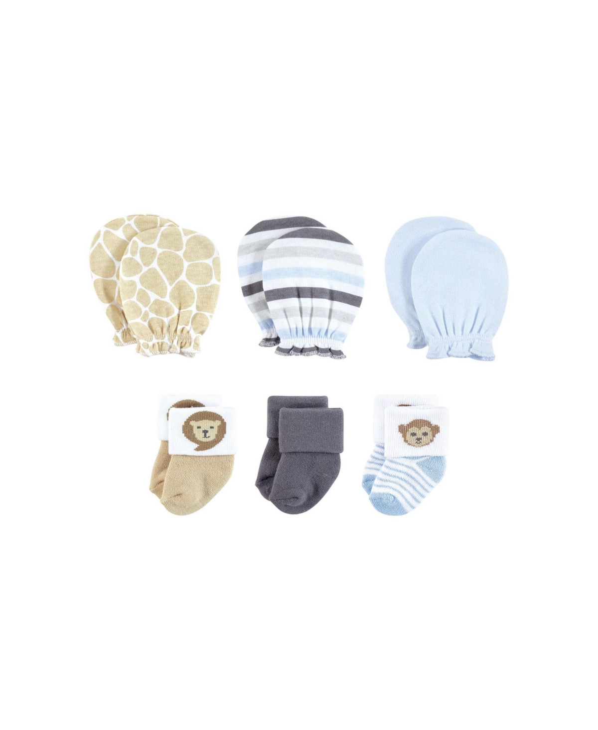 Hudson Baby Baby Boys Caps or Headbands, Bibs, Mittens and Socks 12pc Set, Months - Safari