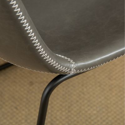 Streamdale Vintage PU Leather Dining Chairs, Set of 2, Antique Grey