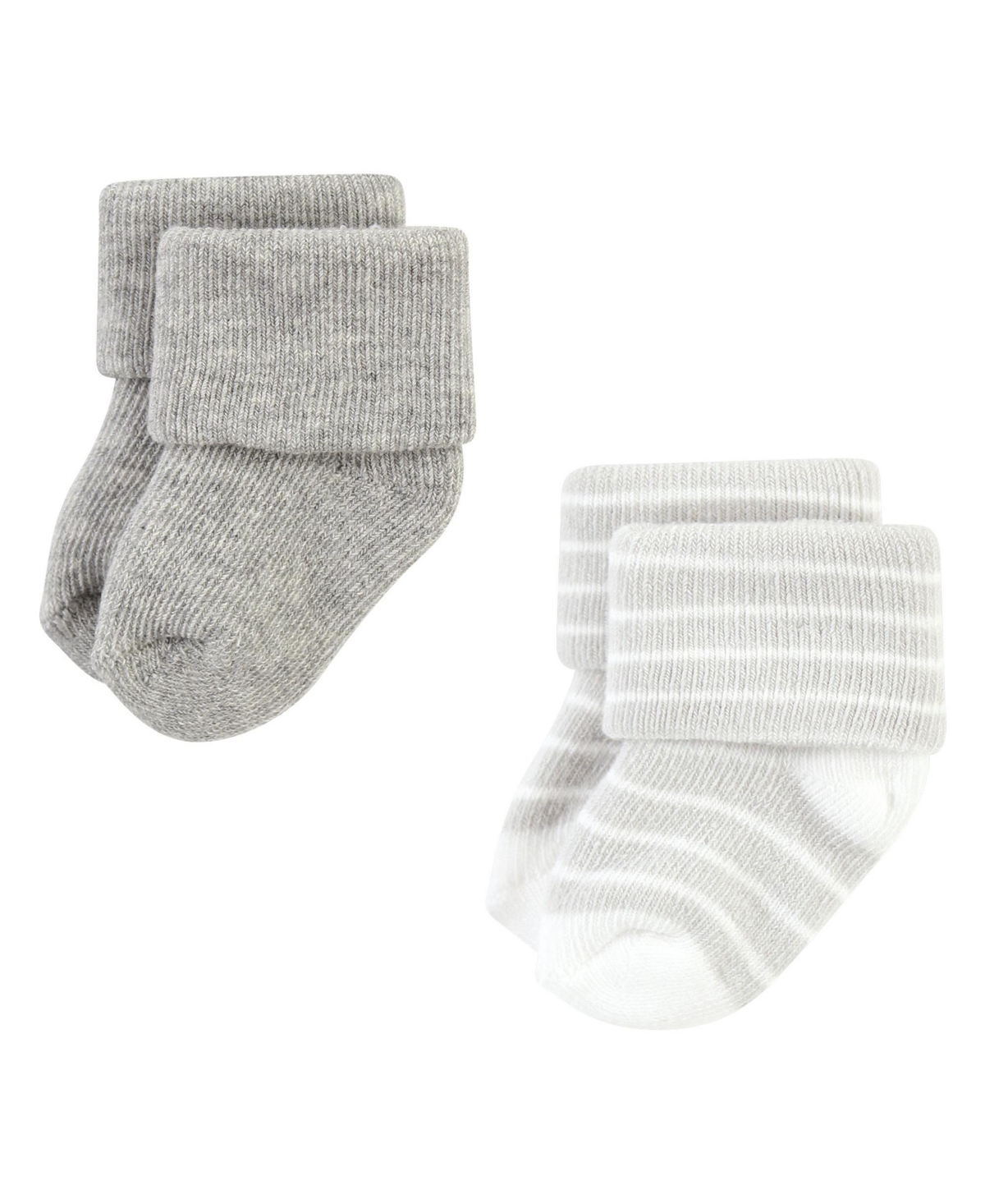 Hudson Baby Baby Boys Cotton Rich Newborn and Terry Socks, Gray Stripe 12 Pack - Gray stripe 12 pack