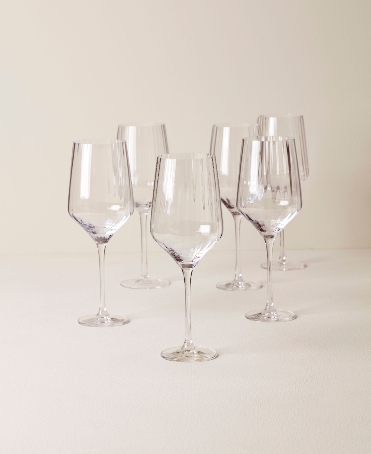 Lenox Tuscany Classics Angled Optic Wine Glasses, Set Of 6 In Clear