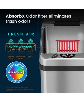 Platinum Edition Stainless Steel Sensor Trash Can with AbsorbX Odor Filter 13 Gallon Silver