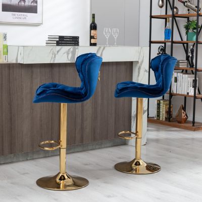 Adjustable Swivel Bar Stools with Chrome Base (Set of 2)