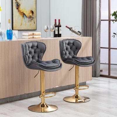 Adjustable Swivel Bar Stools with Chrome Base (Set of 2)