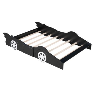 Streamdale Full Size Race Car-Shaped Platform Bed With Wheels