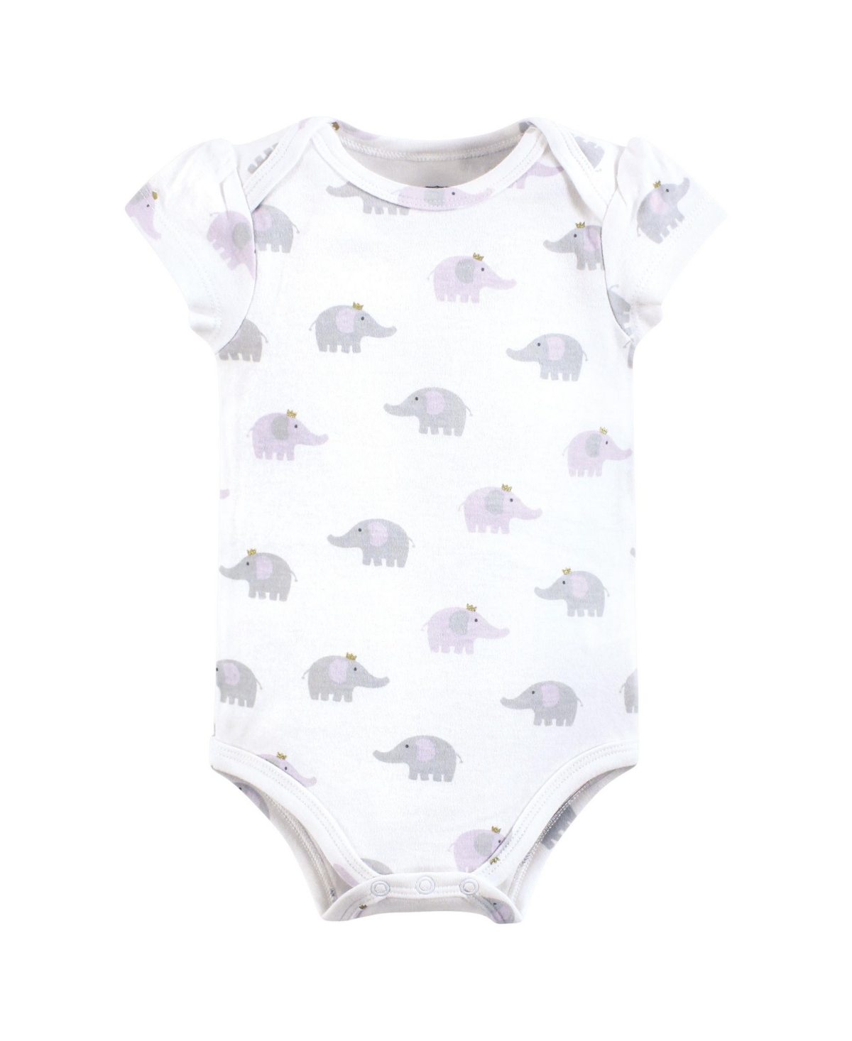 Hudson Baby Baby Girls Cotton Bodysuits,- Lilac elephant