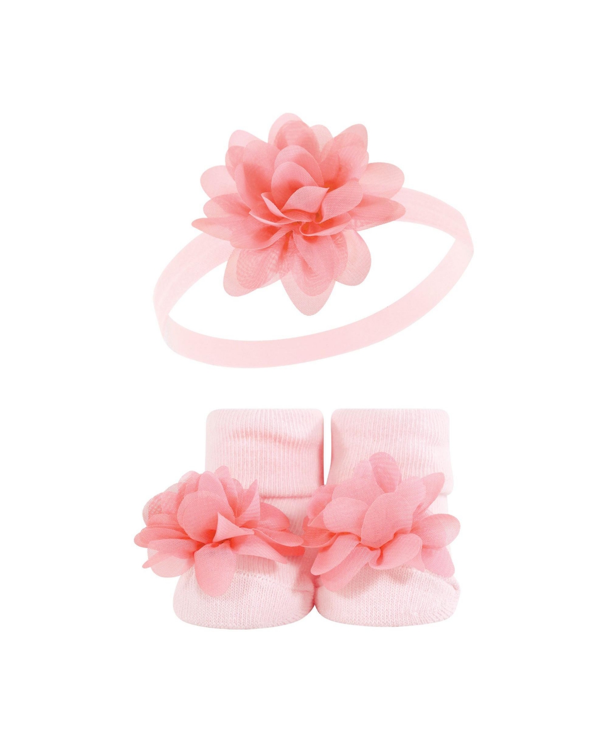 Hudson Baby Baby Girls Headband and Socks Giftset, One - Pink gray