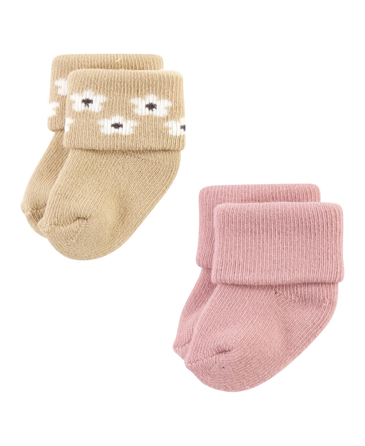 Hudson Baby Baby Girls Cotton Rich Newborn and Terry Socks,- Blush flower