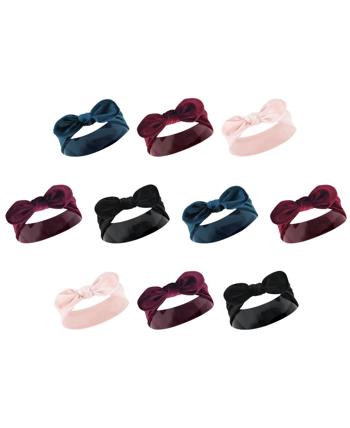 Hudson Baby Baby Girls Hudson Cotton and Synthetic Headbands Bundle Set, Velvet Knot, 0-24 Months