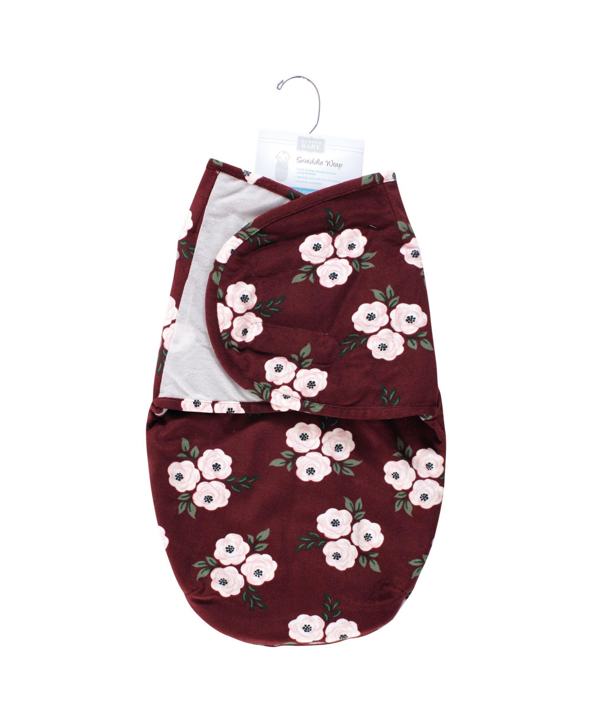 Hudson Baby Baby Girls Plush Faux Fur Swaddle Wrap, Months - Burgundy floral