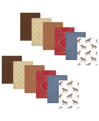 Boys 12 Pack Cotton-Poly Flannel Burp Cloths