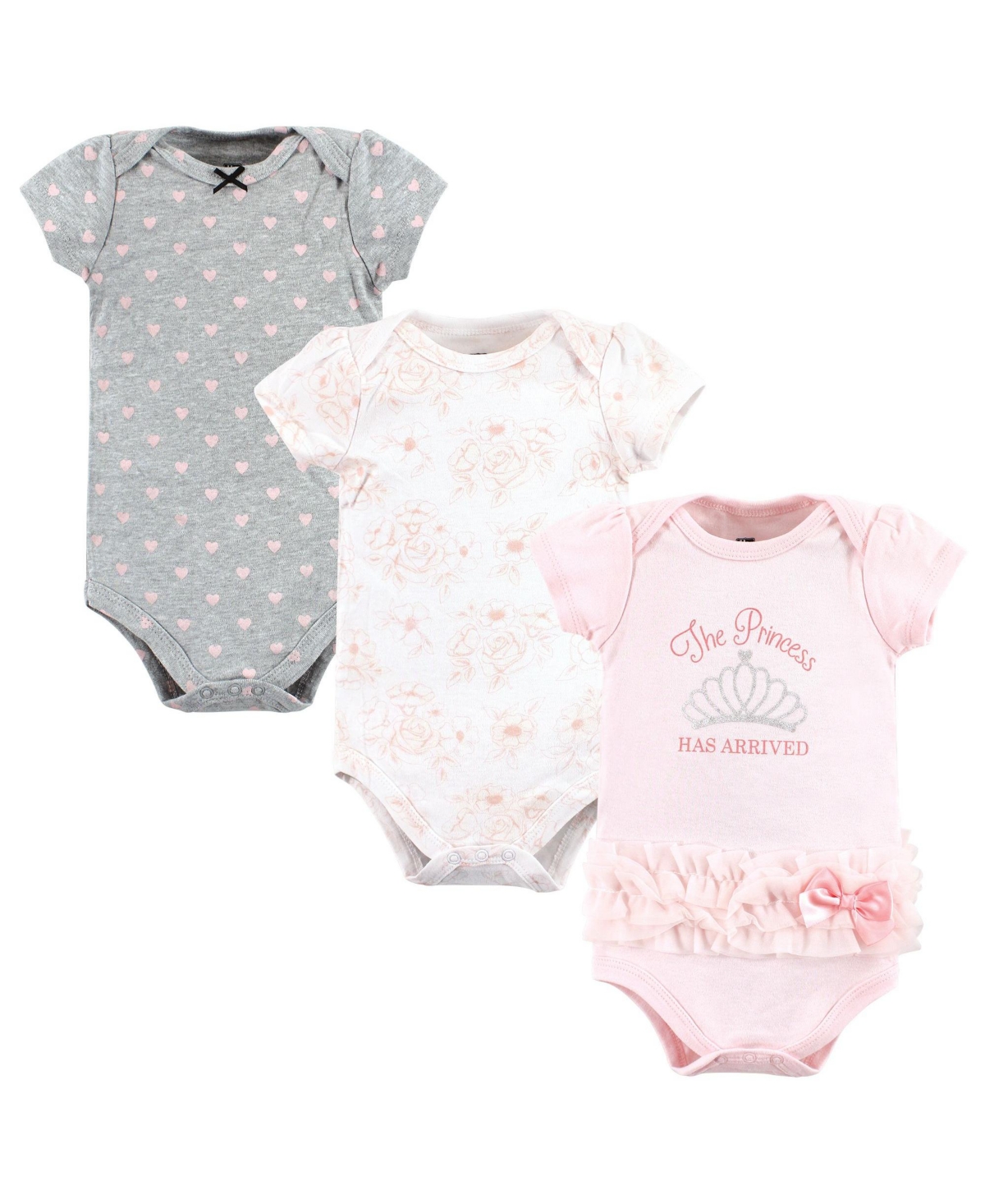 Hudson Baby Baby Girls Hudson Cotton Bodysuits 3-Pack - Princess arrived tutu