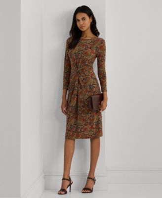 Lauren Ralph Lauren Women's Floral Twist-Front Stretch Jersey Dress - Macy's