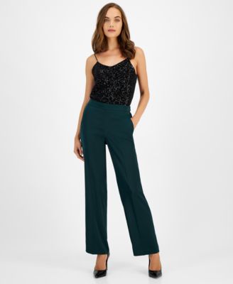 Anne Klein - Petite Pull-On Slash-Pocket Wide-Leg Pants