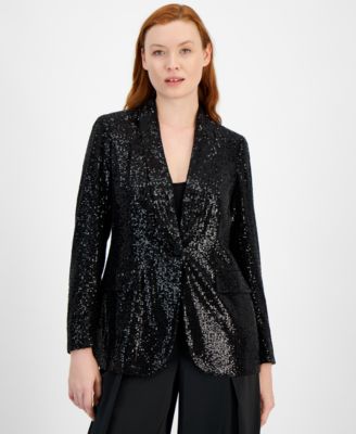 Anne Klein - Women's Sequin One-Button Blazer
