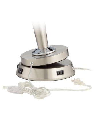 1 3/4" High Lamp Base Universal Charging USB-Outlet Workstation Silver Nickel Finish Metal Living Room Charging
