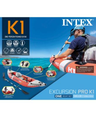 Excursion Pro K1 Single Person Inflatable Vinyl Fishing Kayak w/ Oar/Pump