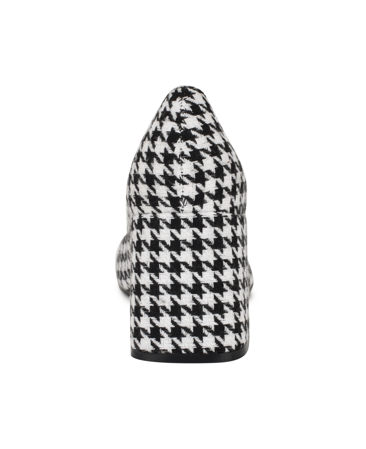 Nine West Women's Caven Square Toe Block Heel Dress Pumps -White Houndstooth