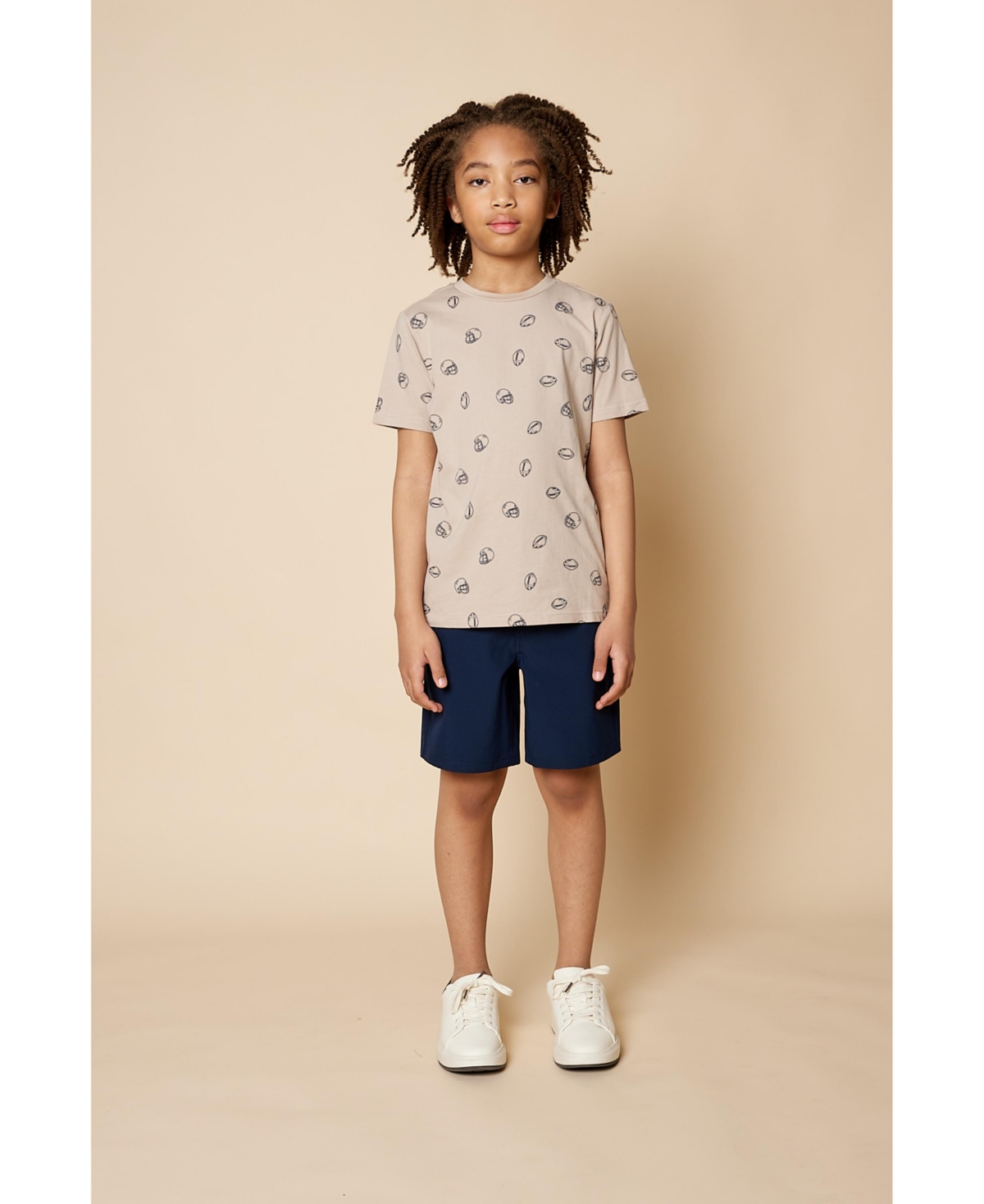 B by Brooks Brothers Big Boys All Over Print Football T-Shirt