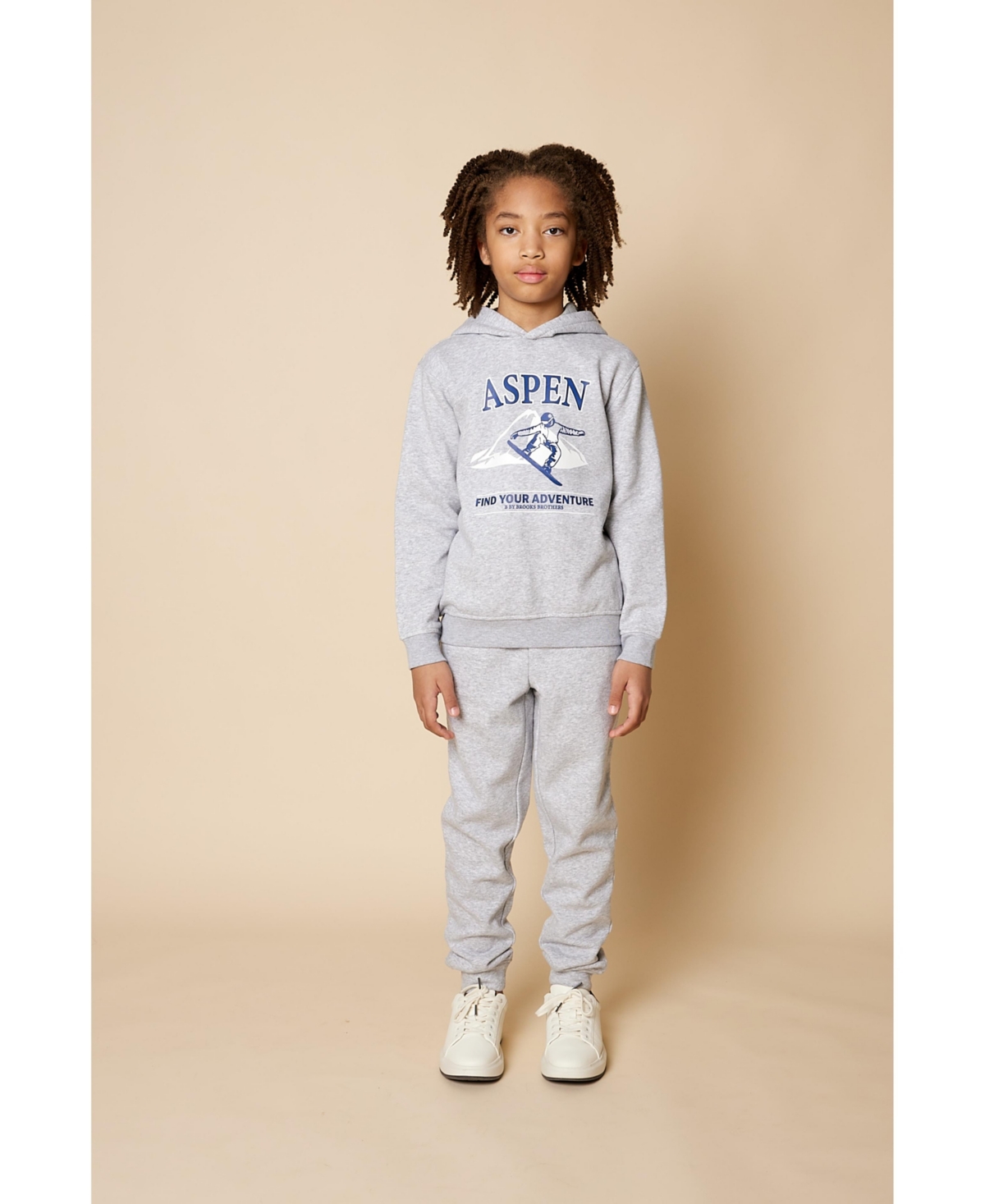 Brooks Brothers B By  Big Boys Graphic Print Fleece Hoodie In Med Grey