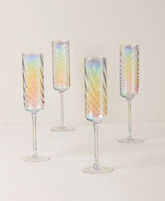 Tuscany Classics Iridescent Flutes, Set Of 4